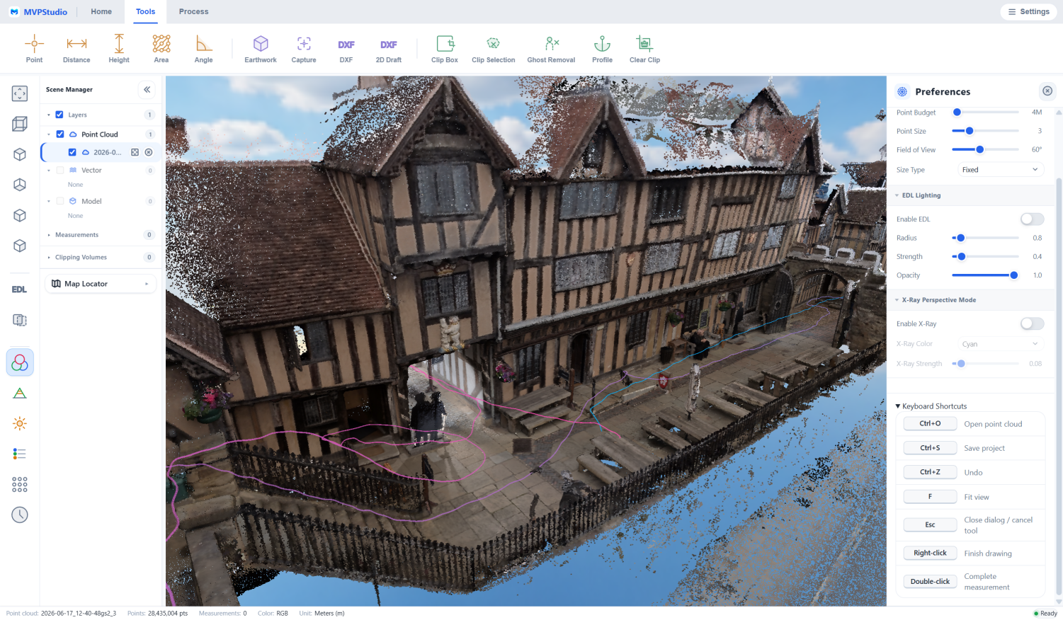 MVPStudio desktop point cloud viewing workspace