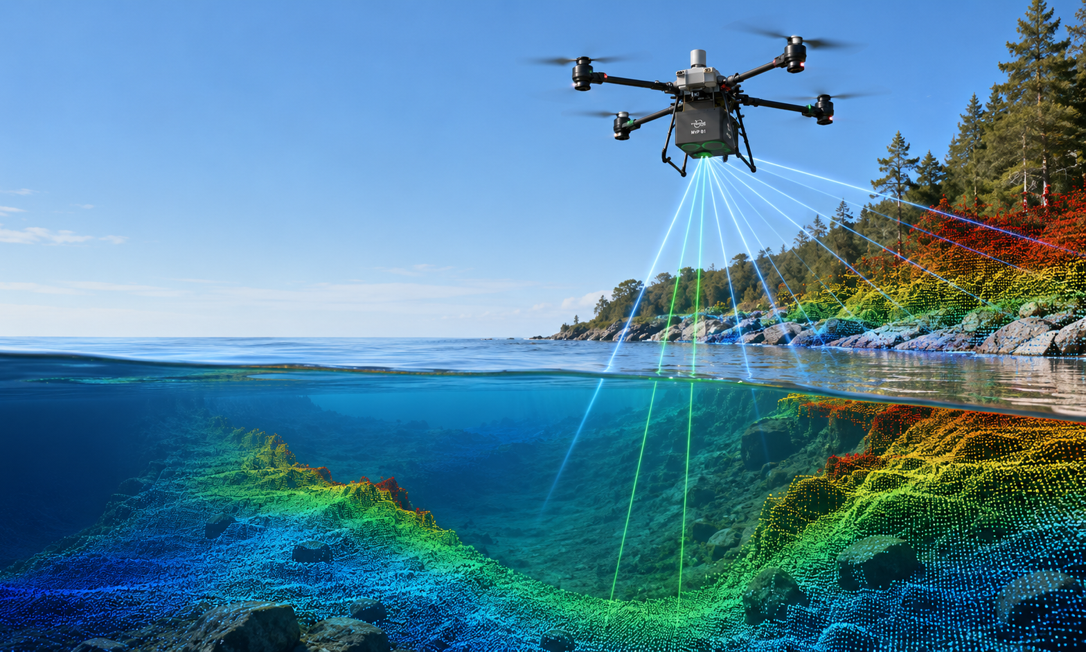 Tersus MVP B1 Dual-Wavelength Land-Water Mapping for product feature workflow